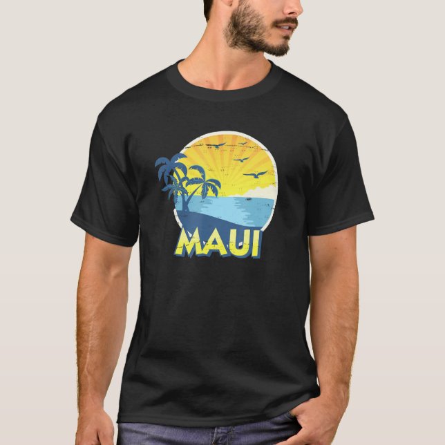 Camiseta Vintage Maui Aloha Island Surfing 70s Retro (Frente)