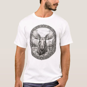 Camiseta Vintage Medalhão de Alce da Natureza