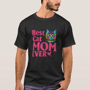 Camiseta Vintage Melhor Gata Mãe Já Corte Colorido Gata Mam