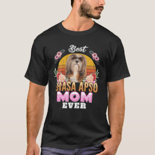 Camiseta Vintage Melhor Lhasa Apso Mãe de Sempre Dia das Mã