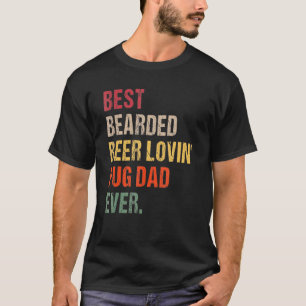 Camiseta Vintage Melhor Pug Pai de Pug Amante de Cerveja Ba