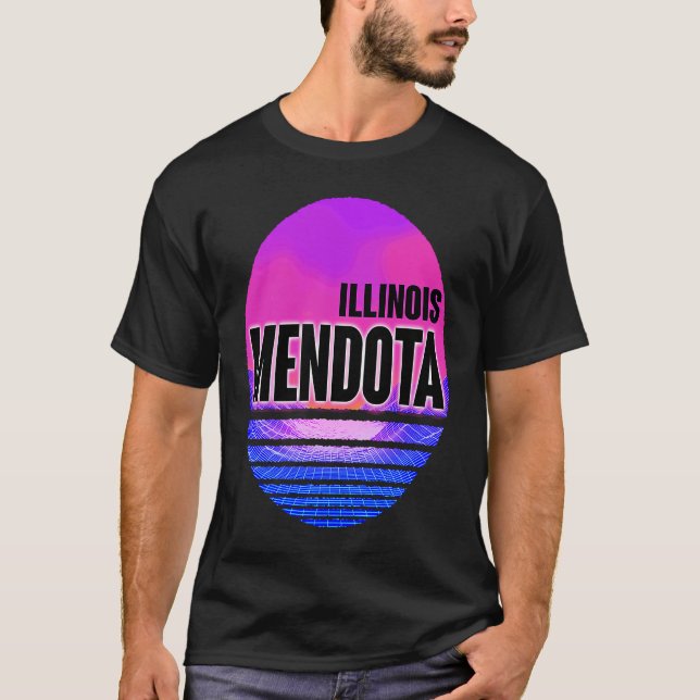 Camiseta Vintage Mendota Vaporwave Illinois (Frente)