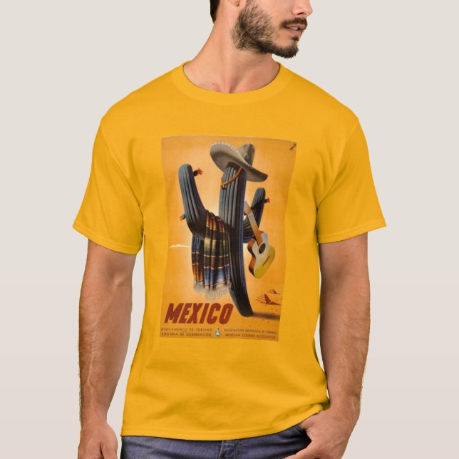 Camiseta Vintage México - Anúncio mexicano de Viagem turíst (Frente)