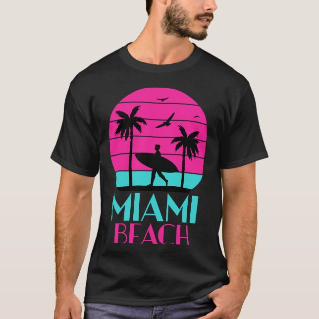 Camiseta Vintage Miami Beach Sunset (Frente)