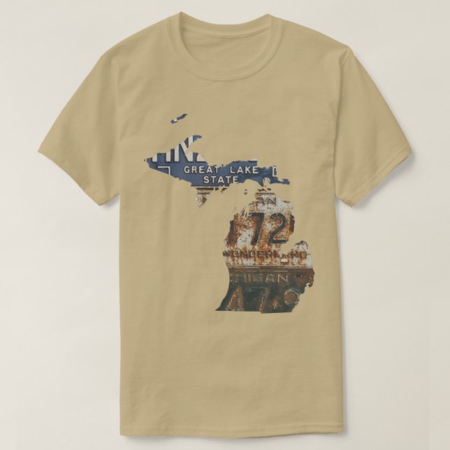Camiseta Vintage Michigan License Plates (Frente do Design)