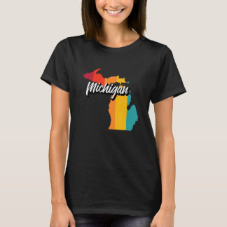Camiseta Vintage Michigan Retro 70s Stripes Michigan Us Sta