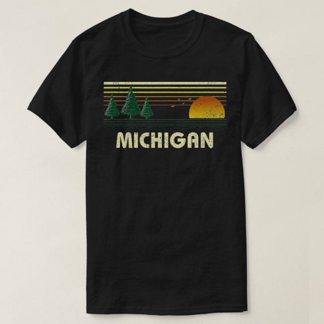 Camiseta Vintage Michigan Sunset State Viagem Souvenir (Frente do Design)