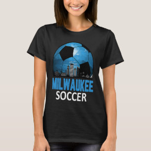 Camiseta Vintage Milwaukee Cityscape Soccer Para Homens Mul