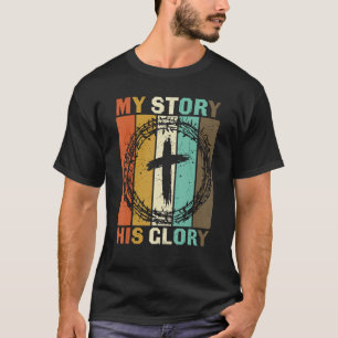 Camiseta Vintage Minha História Sua Glória Cristã Inspirado