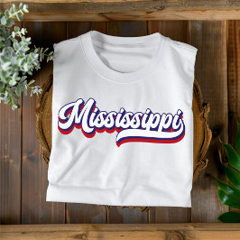 Camiseta Vintage Mississippi Vermelho Branco e Azu