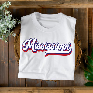 Camiseta Vintage Mississippi Vermelho Branco e Azu
