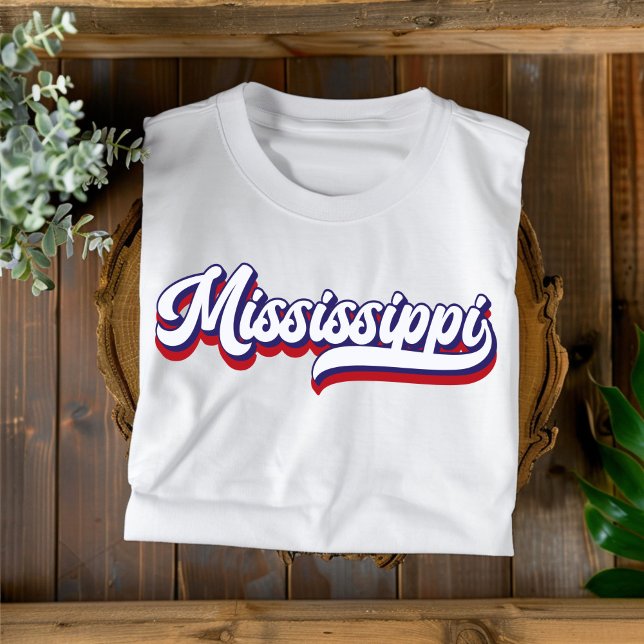 Camiseta Vintage Mississippi Vermelho Branco e Azu (Criador carregado)