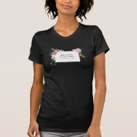 Vintage Modern Floral Motif em T-shirt Escura
