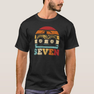 Camiseta Vintage Monster Truck, 7 Anos, Retro 7 Birthd