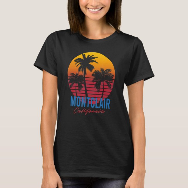 Camiseta Vintage Montclair California Palm Trees Sunset CA (Frente)