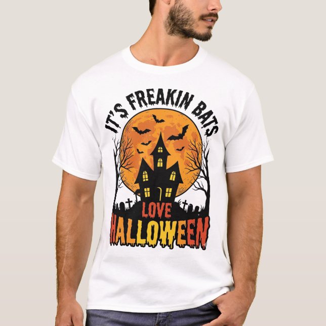 Camiseta Vintage Morcegos Amam Design de Halloween (Frente)