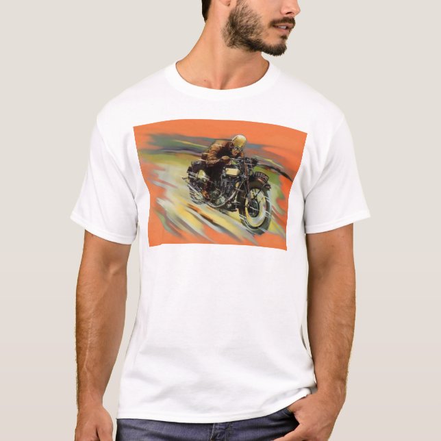 Camiseta Vintage Motocicleta Race Laranja (Frente)