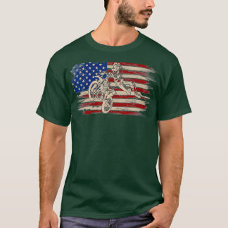 Camiseta Vintage Motocross American Flag Funny Dirt Bike