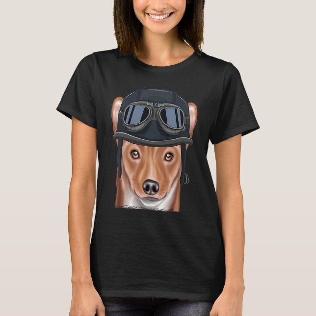 Camiseta Vintage Motorcycle Helmet Basenji (Frente)