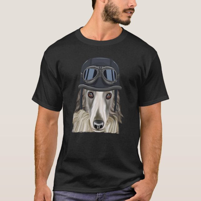 Camiseta Vintage Motorcycle Helmet Borzoi (Frente)
