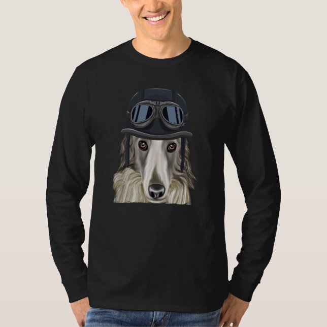 Camiseta Vintage Motorcycle Helmet Borzoi (Frente)