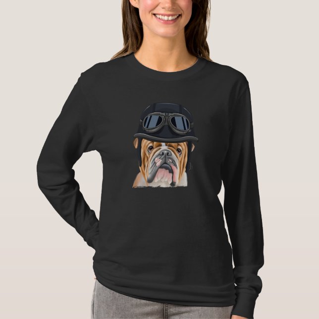 Camiseta Vintage Motorcycle Helmet Bulldog (Frente)