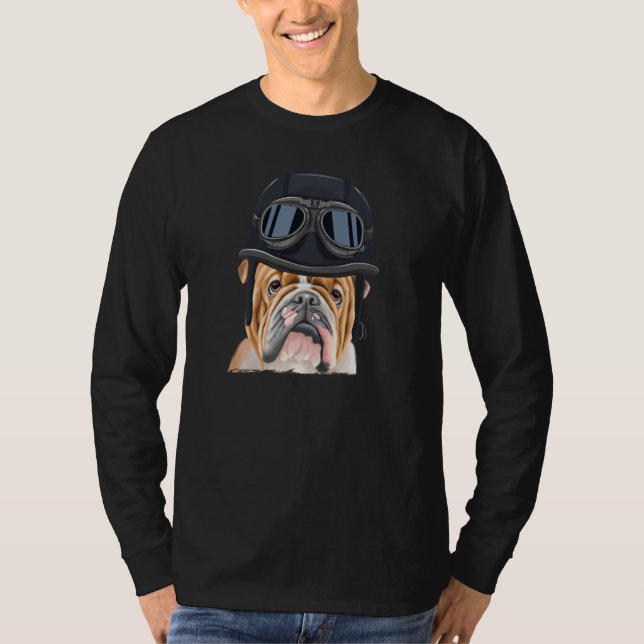 Camiseta Vintage Motorcycle Helmet Bulldog (Frente)