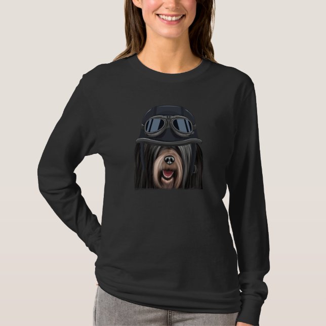 Camiseta Vintage Motorcycle Helmet Tibetan Terrier (Frente)