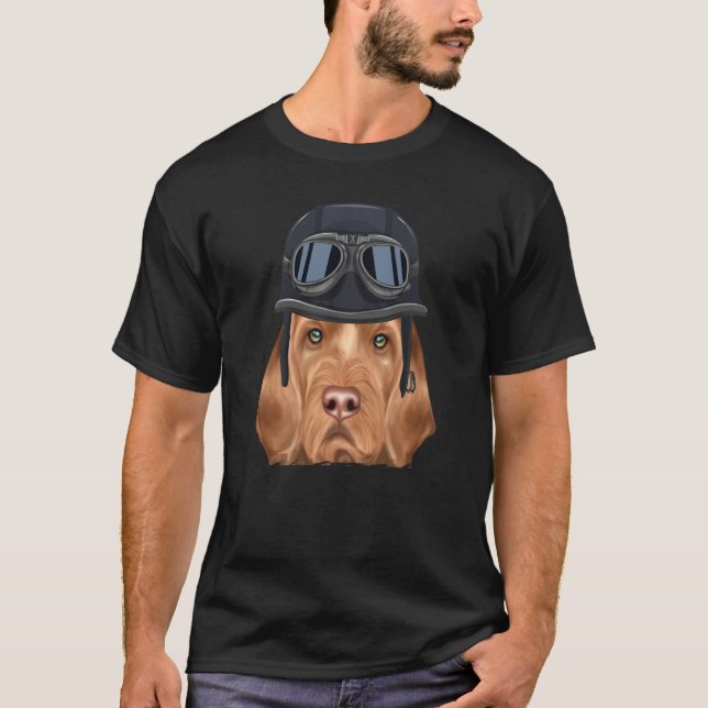 Camiseta Vintage Motorcycle Helmet Wirehaired Vizsla (Frente)