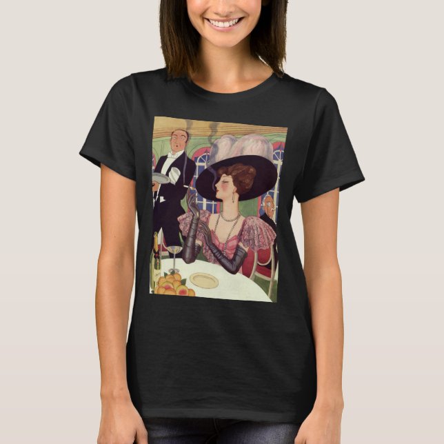 Camiseta Vintage Mulher Fumando Bebendo de Cigarro Champanh (Frente)