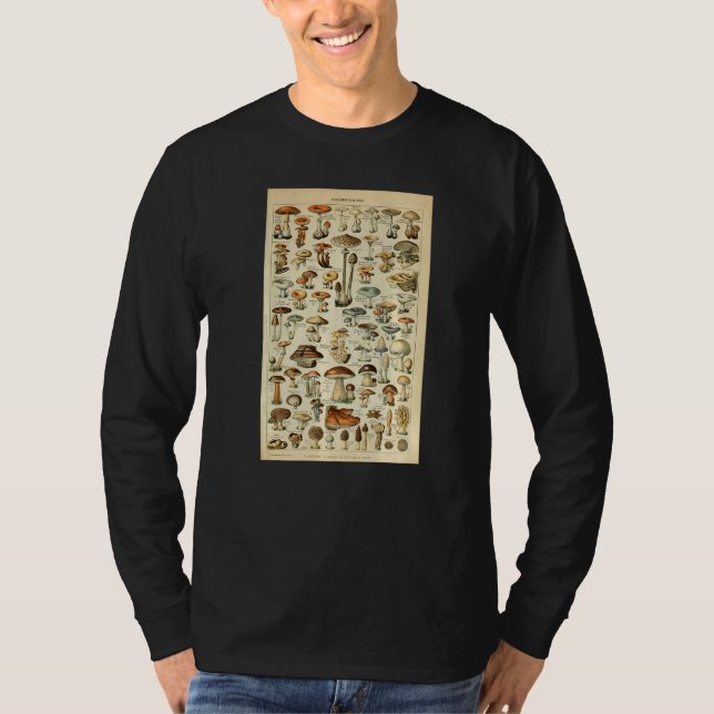 Camiseta Vintage Mushrooms Botanical Scientific Illustratio (Frente)