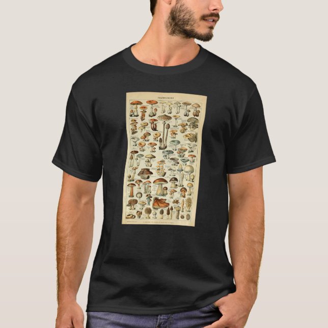 Camiseta Vintage Mushrooms Botanical Scientific Illustratio (Frente)