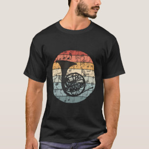 Camiseta Vintage, músico francês do corno, Retro Brass Band
