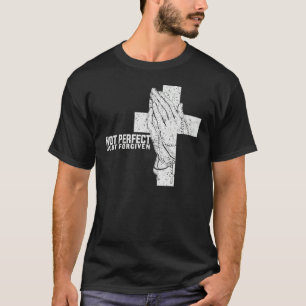 Camiseta Vintage Não Perfeito Apenas Perdoado Cristão Jesus