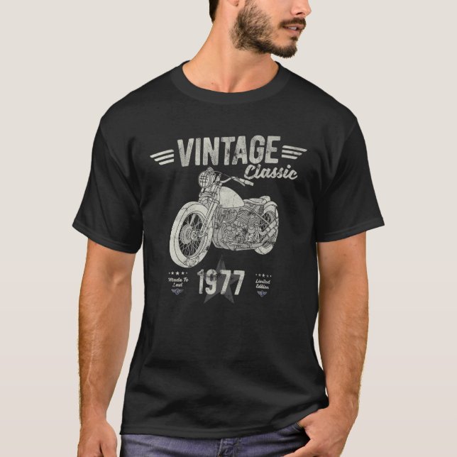 Camiseta Vintage, Nascer 1977, 44, Aniversário, Retro Cláss (Frente)