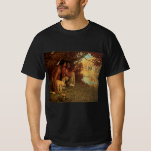 Camiseta Vintage Nativo Americano, Caça ao Veado por Couse