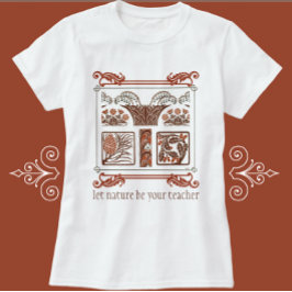 Camiseta Vintage Nature Art Deco Floral Pinecones
