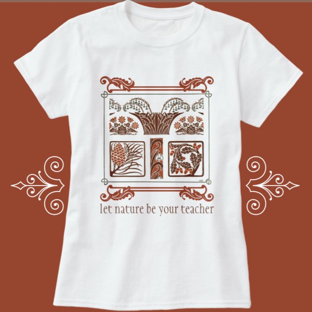 Camiseta Vintage Nature Art Deco Floral Pinecones (Criador carregado)