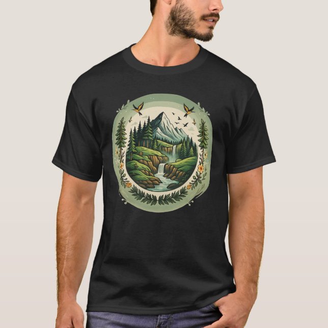 Camiseta Vintage Nature Landscape Mountain Scene (Frente)