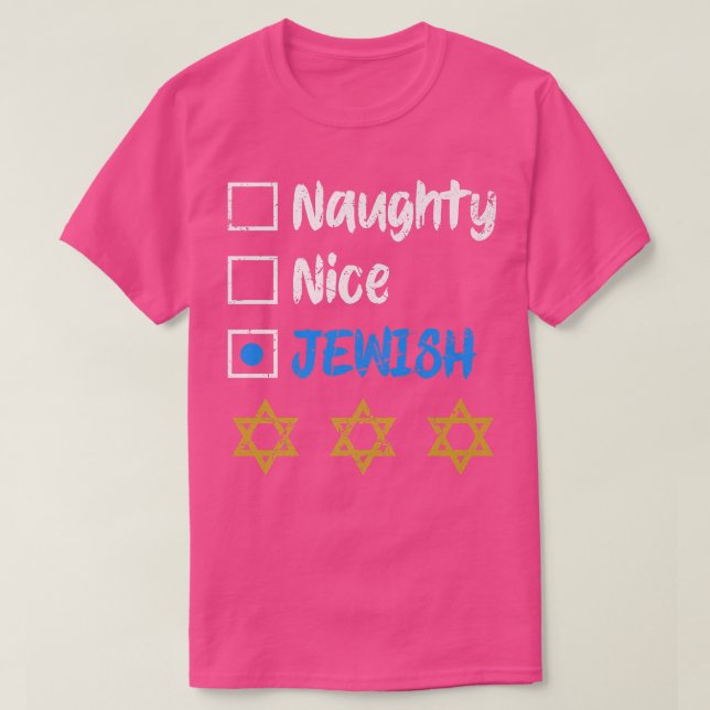 Camiseta Vintage Naughty Nice Festival Judeu Chri (Frente do Design)