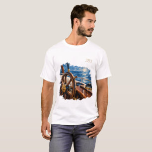 Camiseta Vintage Náutica – Roda de Navio e Oceano