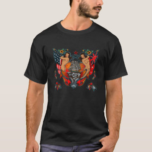 Camiseta Vintage Navio e Sereias Tatuagem T Shirt