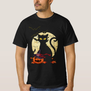 Camiseta Vintage Negra Negra Gato-Lover-Lua-Retro