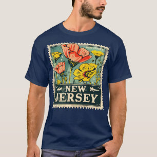 Camiseta Vintage New Jersey State Flower Stamp Design