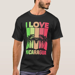 Camiseta Vintage Nicaragua Vacation Palm Trees I Love Nica