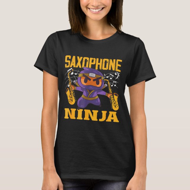 Camiseta Vintage Ninja Saxophone Saxophonist (Frente)