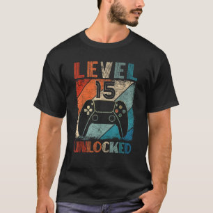 Camiseta Vintage Nível 15 Video Gamer 15 Birthda