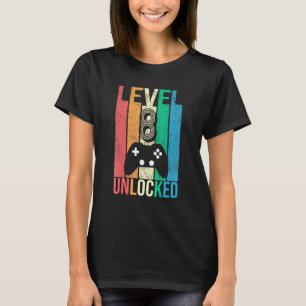 Camiseta Vintage Nível 8 Desbloqueado Jogador 8º Anivers