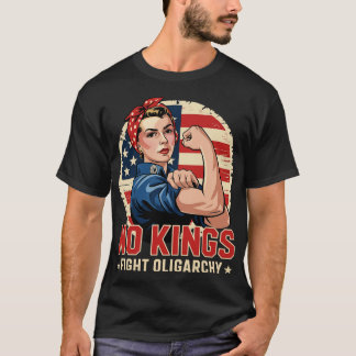 Camiseta Vintage No Kings Fight Oligarchy America Flag Wome
