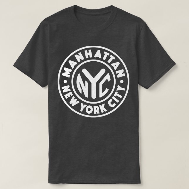 Camiseta Vintage Nova Iorque Circle Manhattan White (Frente do Design)